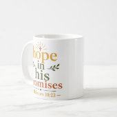 彼の約束に希望を Inspirational Christian 引用 コーヒーマグカップ (正面左)