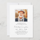 彼の素晴らしい生涯の記念のお祝いモダン 招待状 (正面)