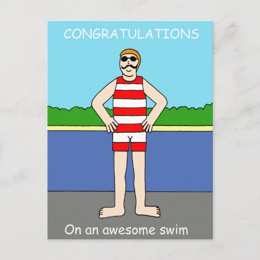 彼の素晴らし泳ぎはおめでとう ポストカード (正面)