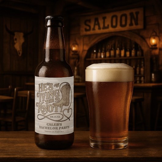彼の結び目を祝う ラスティックカウボーイ独身パーティー ビールラベル