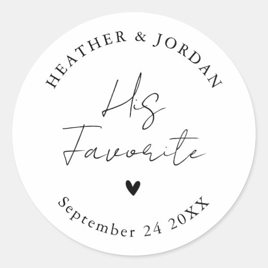 彼の結婚式のお気に入りのパーティーのミニマリスト ラウンドシール (正面)