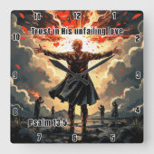 彼の絶え間ない愛に信頼する詩篇13:5 スクエア壁時計 (正面)