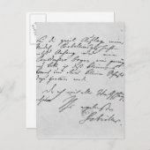 彼の署名が付いている文字のページ ポストカード (正面/裏面)