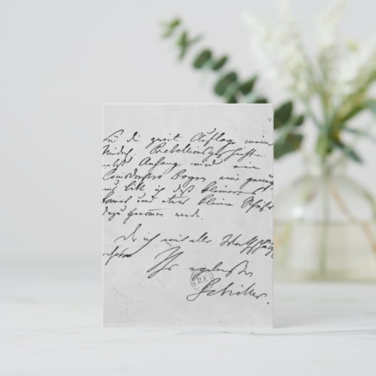 彼の署名が付いている文字のページ ポストカード (スタンド正面)