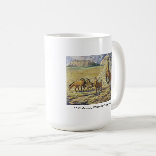 彼の群れを守っているKigerのムスタングの種馬 コーヒーマグカップ (正面右)