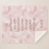 彼の羽でカバー聖書引用文Ps 91:4 シェルパブランケット (正面(横))