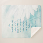 彼の羽でカバー聖書引用文Ps 91:4 シェルパブランケット (正面(横))