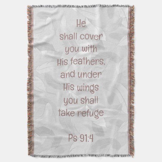 彼の羽でカバー聖書引用文Ps 91:4 スローブランケット (正面縦)