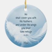 彼の羽でカバー聖書引用文Ps 91:4 セラミックオーナメント (裏面)