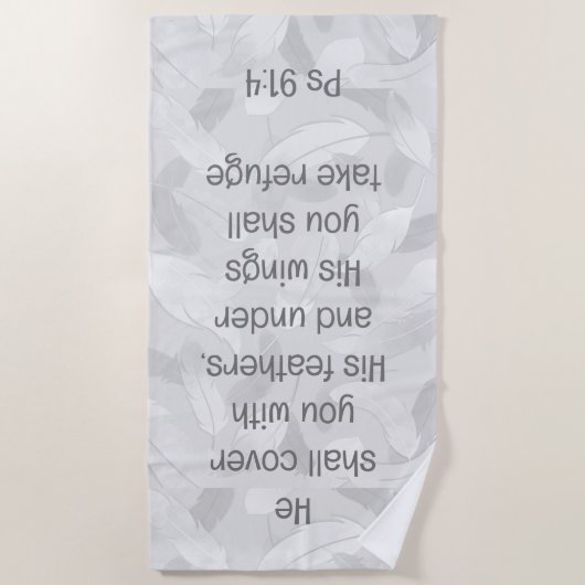 彼の羽でカバー聖書引用文Ps 91:4 ビーチタオル (正面)