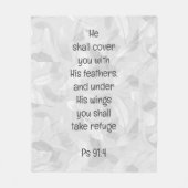 彼の羽でカバー聖書引用文Ps 91:4 フリースブランケット (正面)