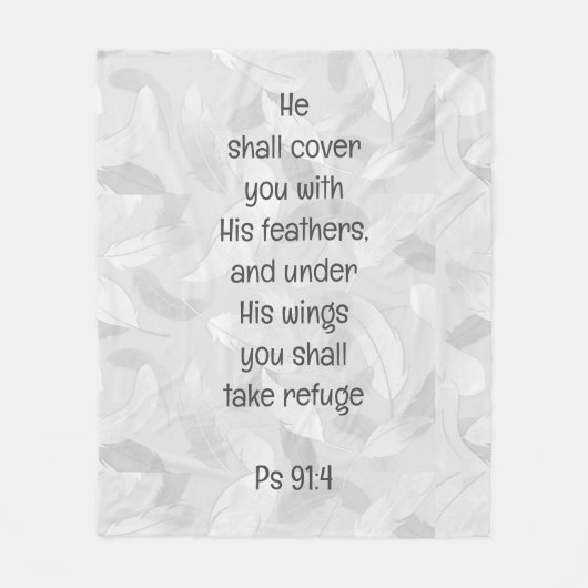 彼の羽でカバー聖書引用文Ps 91:4 フリースブランケット (正面)