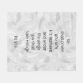 彼の羽でカバー聖書引用文Ps 91:4 フリースブランケット (正面(横))