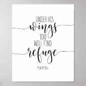 彼の翼の下で避難所を見つけるだろう,詩篇91:4 ポスター (正面)