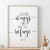 彼の翼の下で避難所を見つけるだろう，詩篇91:4 ポスター