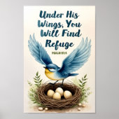 彼の翼の下のボホー キリスト教の幼児用壁アート ポスター (正面)