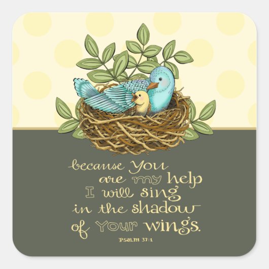 彼の翼の四角いステッカーの影 スクエアシール (正面)