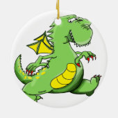 彼の背部足の漫画の緑ドラゴンの歩く セラミックオーナメント (裏面)