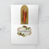 彼の自転車のクリスマスプレゼントを持って来ているキューピッド シーズンカード (内部)