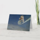 彼の自転車のクリスマスプレゼントを持って来ているキューピッド シーズンカード (正面)