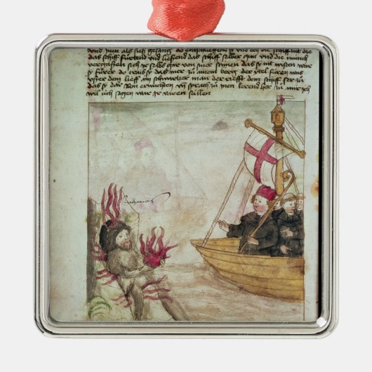 彼の船のSt.ブレンダン メタルオーナメント (正面)