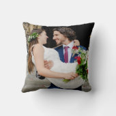 彼の花嫁と彼女の結婚誓約の写真 緑の葉 クッション (裏面)