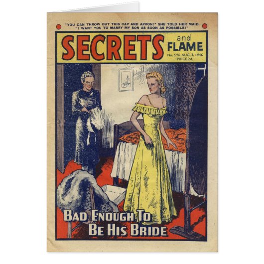 「彼の花嫁」がある十分の悪い状態ヴィンテージのロマンスカード (正面)