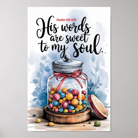 彼の言葉は甘いキリスト教の子供部屋ウォールアート ポスター (正面)