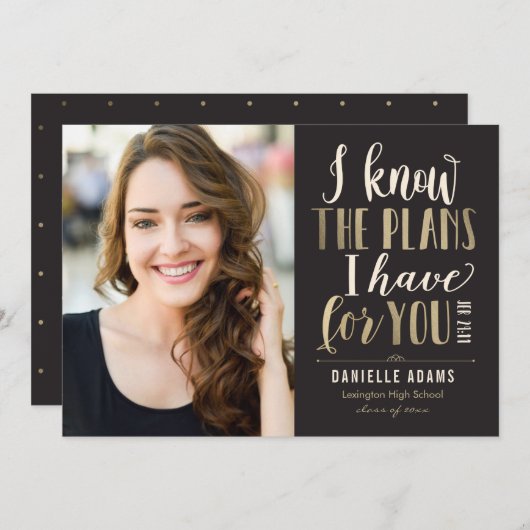 彼の計画 編集可能な色 卒業のお知らせ 案内状 (正面/裏面)