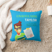 彼の試験の成功おめでとう-カスタマイズ可能 クッション (ブランケット)