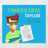 彼の試験の成功おめでとう – カスタマイズ可能 スパークリングワインラベル (シングルラベル)