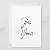 彼の誓いのカード | 花婿のための結婚誓約小冊子 招待状 (正面)