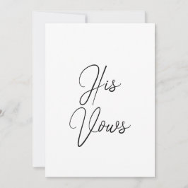 彼の誓いのカード | 花婿のための結婚誓約小冊子 招待状