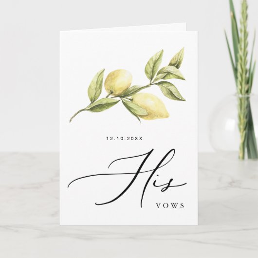 彼の誓いイエローレモ結婚ンの誓いカード 案内状 (正面)