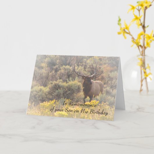 彼の誕生日のカスタムのオオシカの息子の記憶 カード (黄色い花)