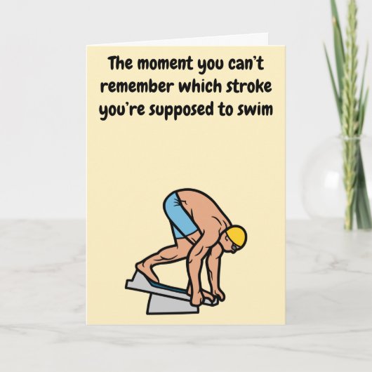 彼の誕生日の男性の競争泳ぐ人おもしろい カード (正面)