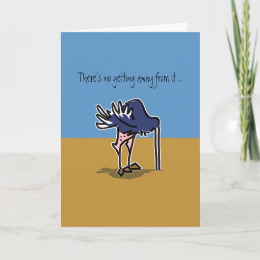 彼の誕生日を避ける砂の頭部を持つだちょう カード (正面)