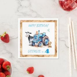 彼の誕生日パーティーファームトラクターナプキン スタンダードカクテルナプキン