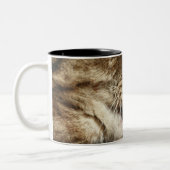 彼の足を舐めている虎猫猫 ツートーンマグカップ (左)