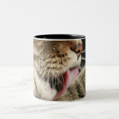 彼の足を舐めている虎猫猫 ツートーンマグカップ (中央)