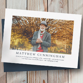 彼の追悼式 |写真エレガントモダン サンキューカード