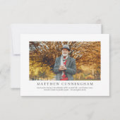 彼の追悼式 |写真エレガントモダン サンキューカード (正面)