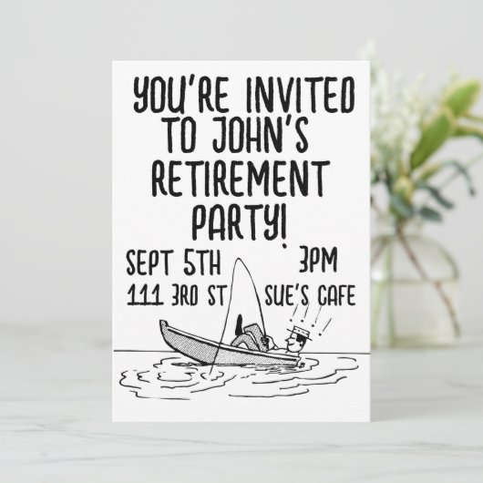 彼の退職パーティーカスタム魚釣り招待状 招待状 (スタンド正面)