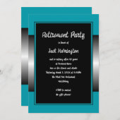 彼の退職パーティーブラックティール(緑がかった色) モダン 招待状 (正面/裏面)