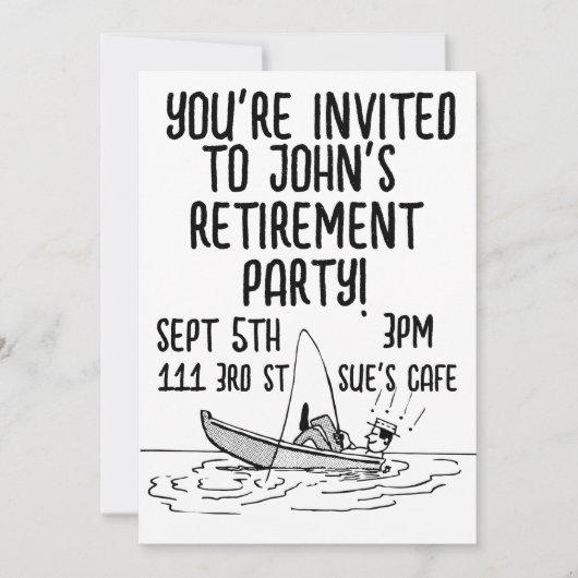 彼の退職パーティー カスタム フィッシング インビテーション (正面)