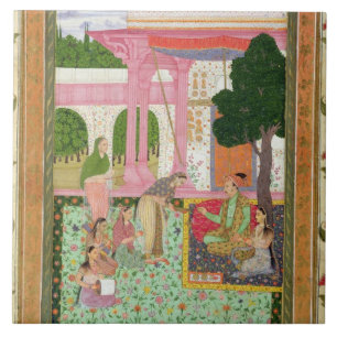 彼の配偶者が付いている皇帝Jahangir (1569-1627年) タイル