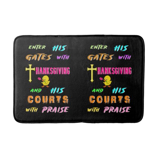 彼の門に入るシック11月クロス感謝祭 バスマット (正面)