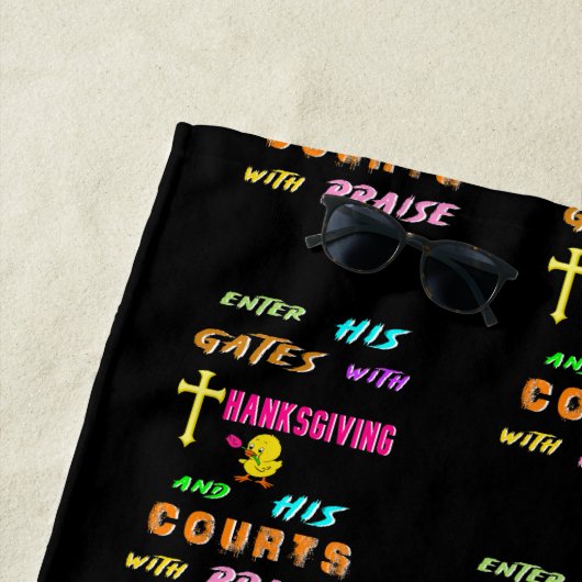 彼の門に入るシック11月クロス感謝祭 ビーチタオル (インサイチュ)