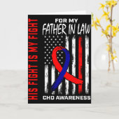 彼の闘争 義父 CHD Awareness アメリカ国旗 グラフィック 女性 子供 男性 カード (黄色い花)