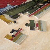 彼の頭部のガチョウを持つ中世騎士 ジグソーパズル (側面)